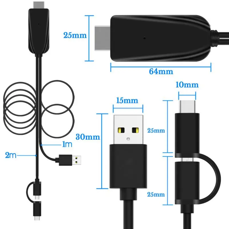 Адаптер-конвертер 2 в 1 с USB на HDMI 1080P | Электроника