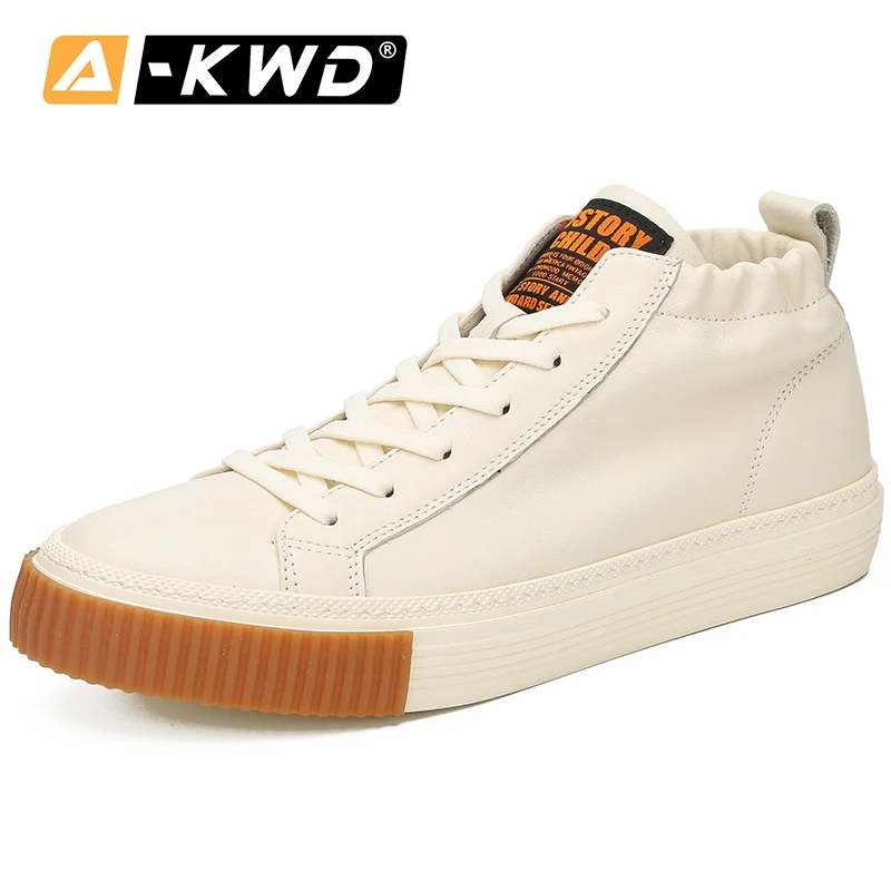 

2019 Fashion White Mans Shoes Autumn Simple Men Shoes Leather High Tops Male Boots Luxury Brand Breathable Mens Casual Sneakers