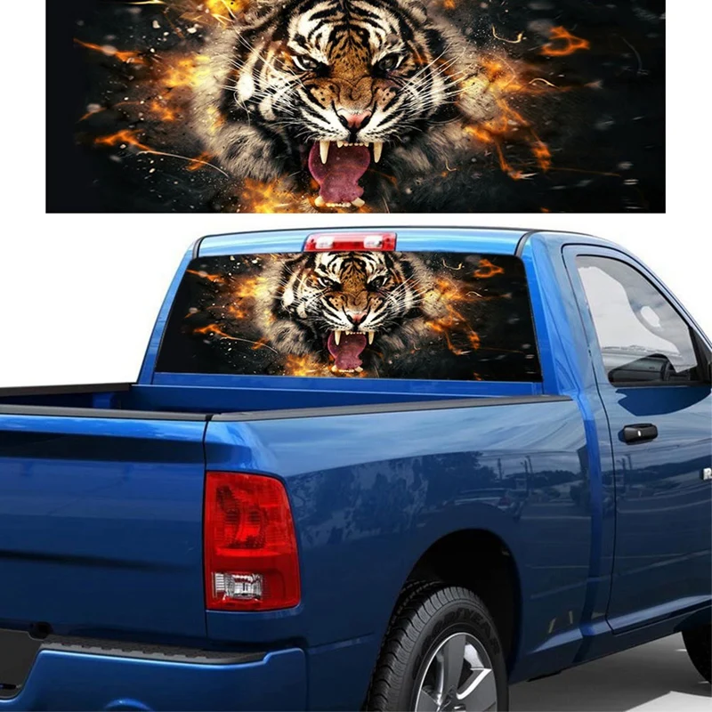 

Tiger Pattern for Truck Jeep Suv Pickup 3D Rear Windshield Decal Sticker Decal Rear Window Glass Poster 66.1 x 29.1Inch