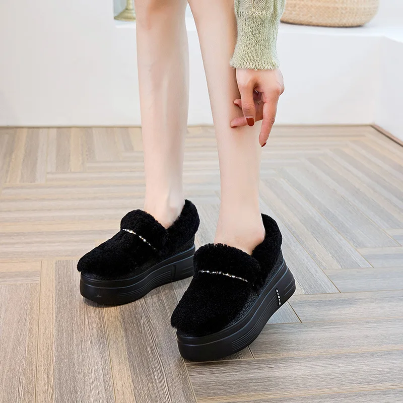 2021 Brand New Thick Platform Plush Cotton Shoes Women Wedges Snow Boots Winter Keep Warm Ankle Casual Boots