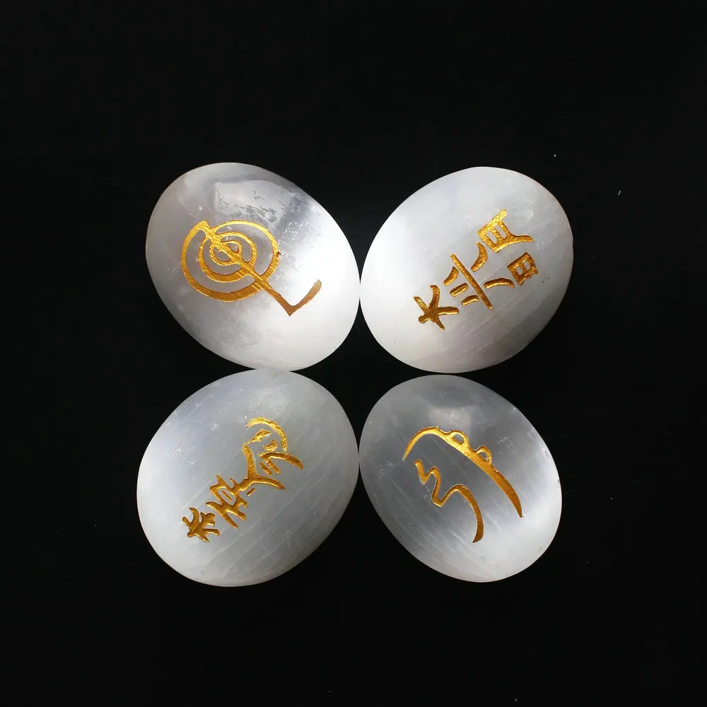 4 шт. натуральные руны селенита овальная ладонь сфера кристалл исцеление
