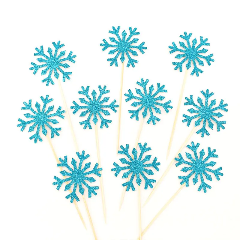 

20Pcs Snowflake Cupcake Topper Cake Top Flag Baby Girl Frozen Birthday Party Decoration Kids Christmas Cake Supplies Accessories