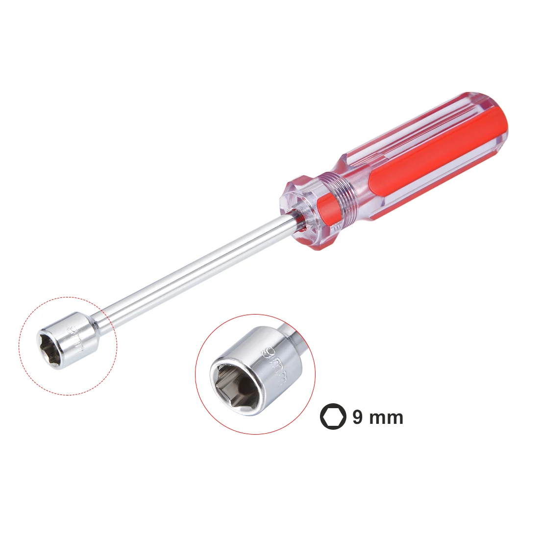 

uxcell Non-Magnetic 9mm Nut Driver Red Coded Handle with 3.7 Inch Shaft