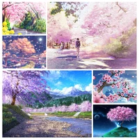 landscape fuji cherry blossom diy 5d diamond painting full square and round embroidery mosaic wall art handmade home decoration