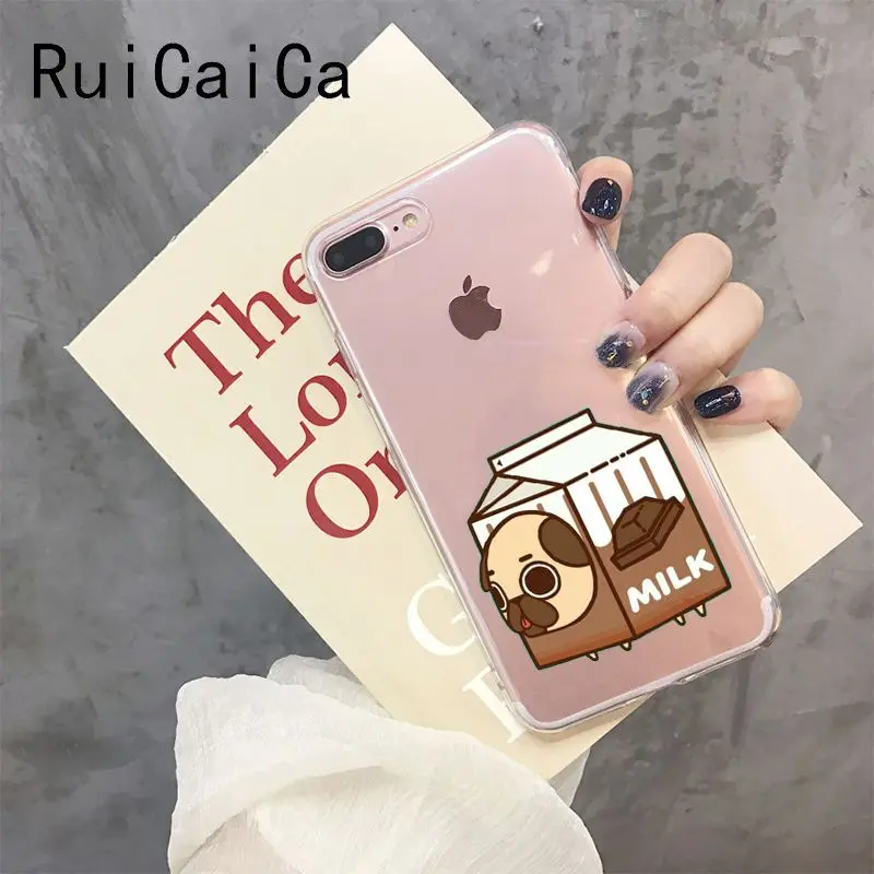 RuiCaiCa милый щенок Мопс Coque Shell чехол для телефона iPhone 8 7 6 6S Plus X XS MAX 5 5S SE XR 10