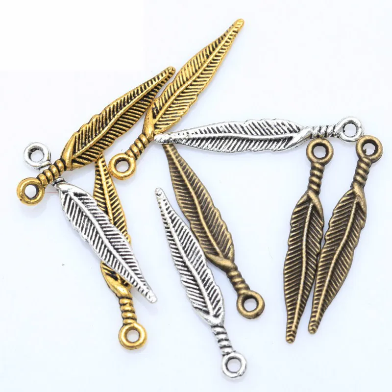 100 шт Ретро сплава Длинные острые подвески в виде листьев ювелирных изделий для