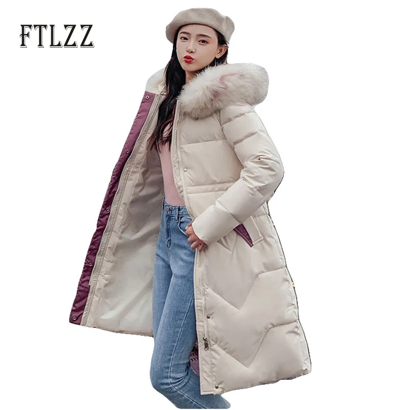 Длинная куртка с воротником из искусственного меха женская тонкая удлиненная