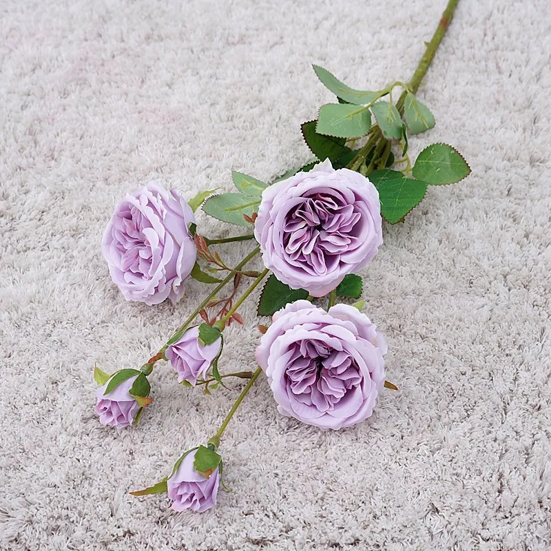 6 головок Роза Остина ветви шелковые цветы искусственные ко Дню Святого