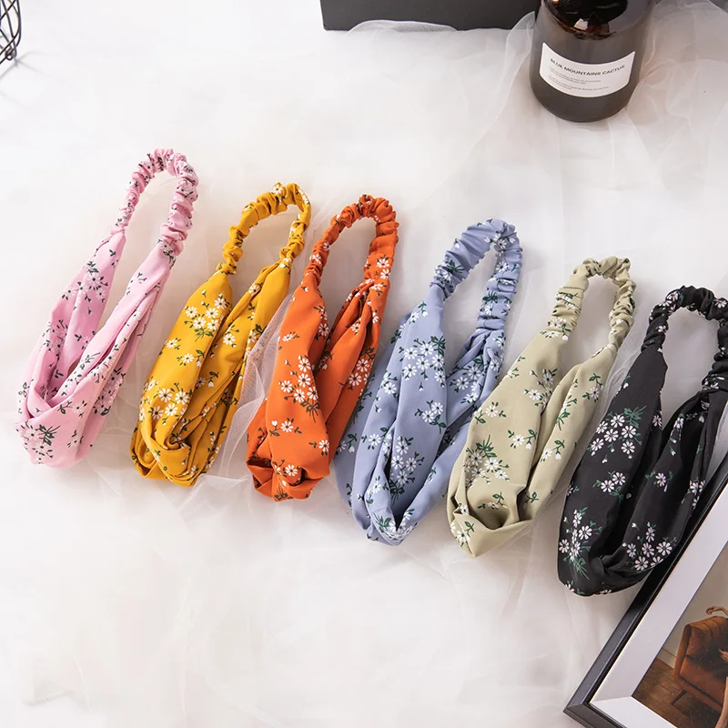 

1PCS Knotted Elastic Sports Headband Daisy Flowers Hair Accessories Cross Knot Hair Band Small Cross headband Makeup headwear
