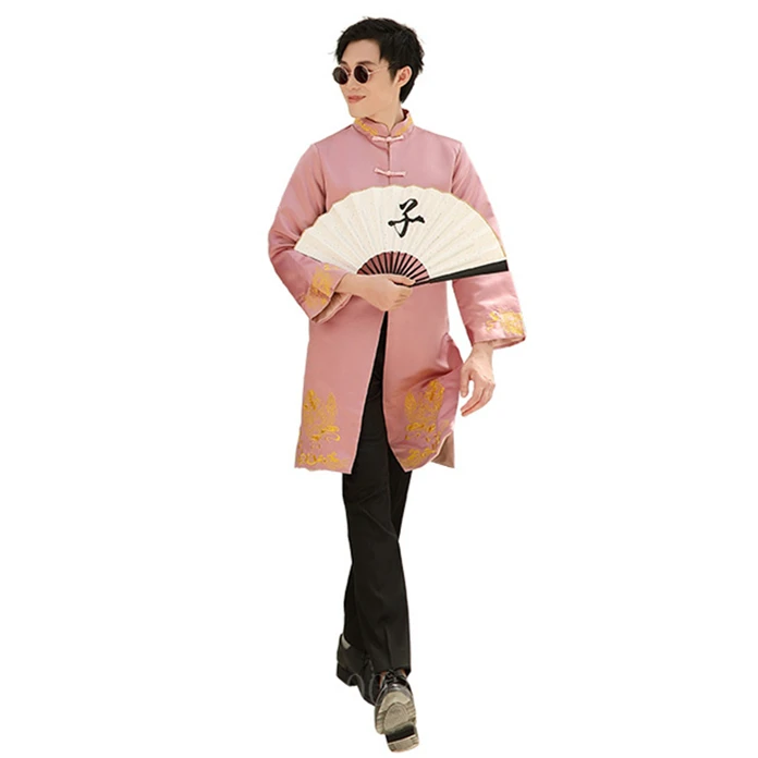 Традиционный китайский мужской костюм Тан праздничный с вышивкой на новый год