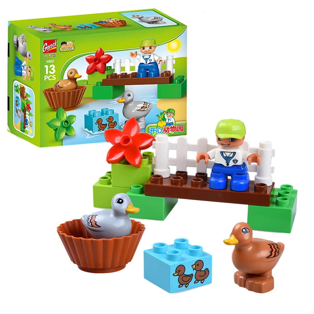 Развивающие модели большие DIY Кирпичи строительные блоки наборы животные ферма с
