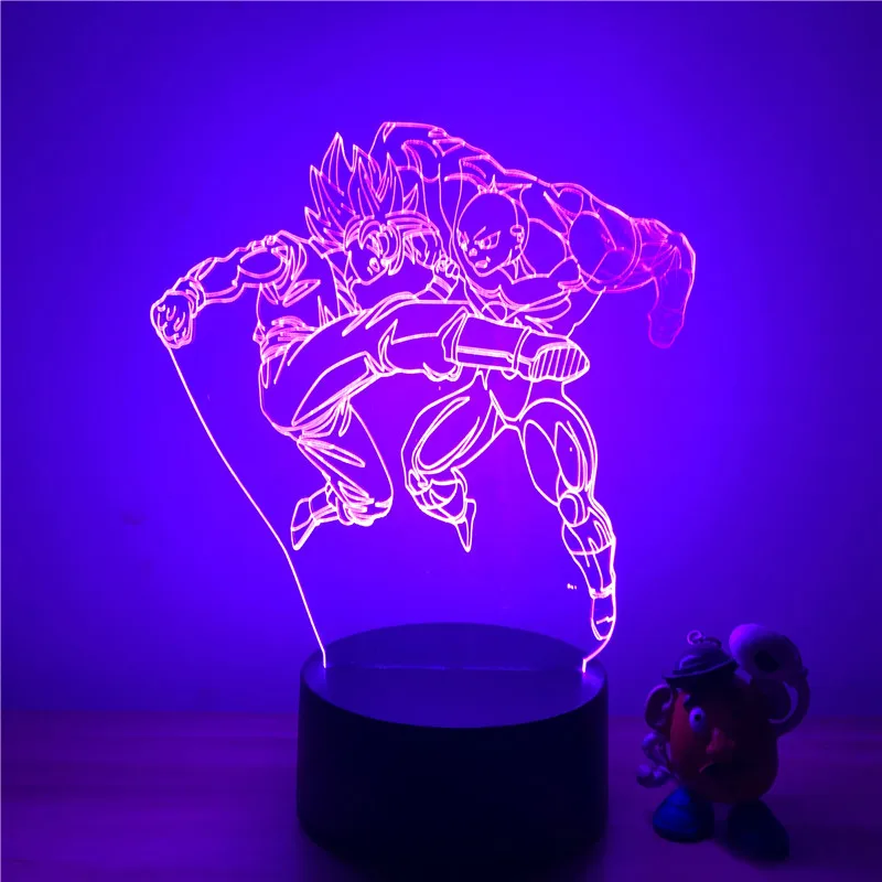 3D светодиодный ночной Светильник Dragon Ball Z Goku Super Saiyan, экшн-фигурка, 7 цветов, сенсорная Оптическая иллюзия, настольная лампа, режим украшения дома