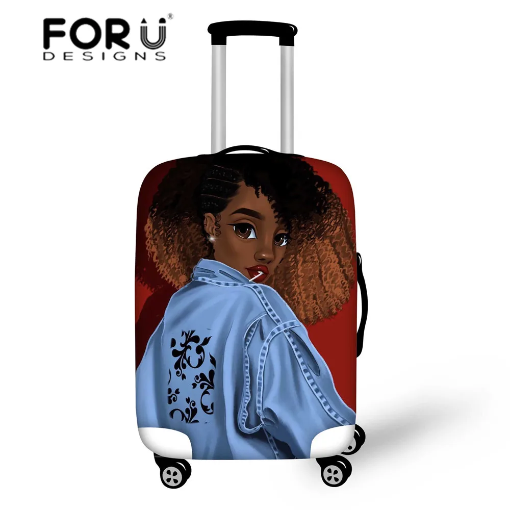 FORUDESIGNS, защитный чехол для багажа для путешествий, чехол для костюма, черный, художественный, Африканский, для девочек, с принтом, чехол на колесиках, сумка, эластичный Чехол для багажа - Цвет: YQ3600