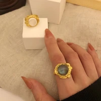 new vintage moonstone opening retro ring exquisite temperament stone adjustable rings for women fashion jewelry accessories