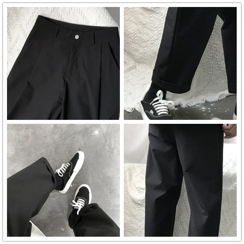 Мужские черные однотонные брюки JDDTON тренировочные штаны прямые до щиколотки