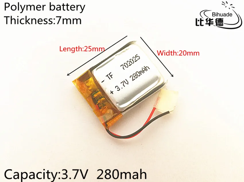3,7 V полимерная литиевая батарея 702025 MP3 Bluetooth гарнитура беспроводная мышь 280mAH