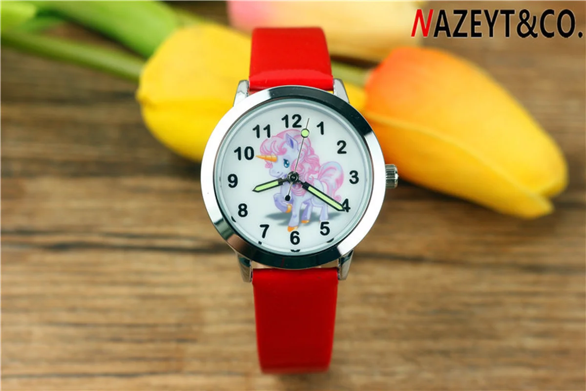 

New girl cartoon unicorn cute kids watch anime with luminous wristwatch