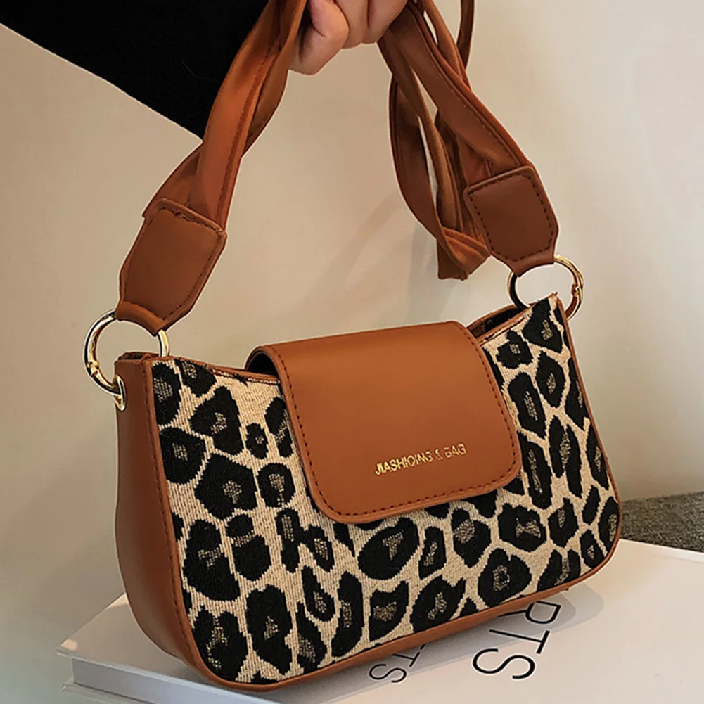 

Сумка на плечо женская из экокожи, саквояж с леопардовым принтом и цветочным принтом, модная уличная Сумочка на плечо