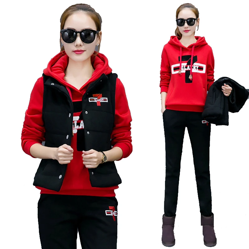 Женский спортивный костюм размера плюс, комплект из 2 предметов, брючные костюмы и топ с капюшоном, комплекты из 3 предметов, спортивные костюмы, высококачественная черная одежда