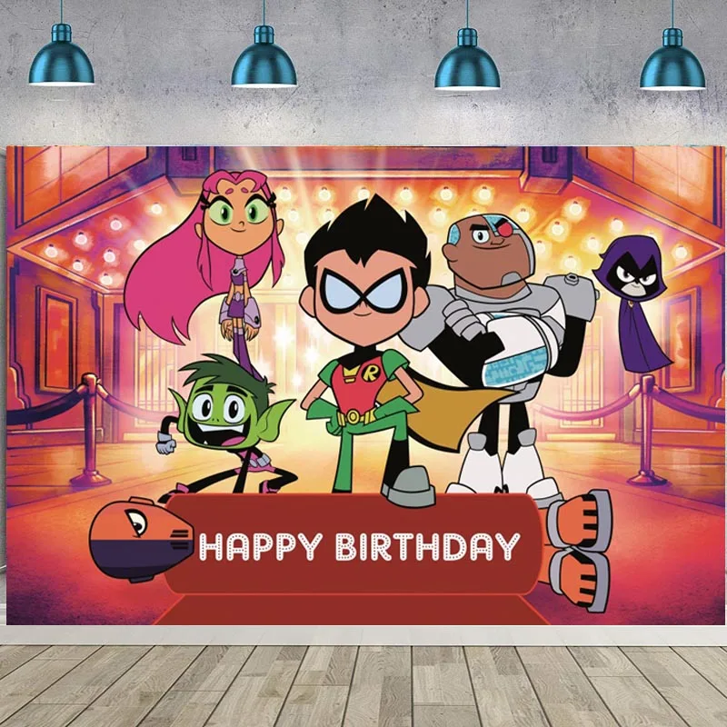 

Teen Titans Go Photo Backdrop Baby Shower Boys Girls Birthday Party Supplies Decorations Vinyl Photography Backgrounds Banner