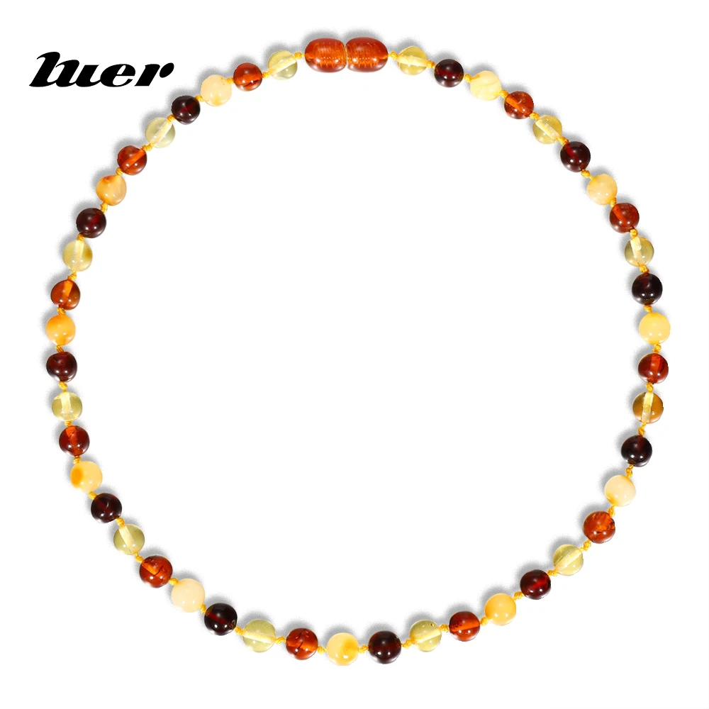 

LUER 100% Classic Natural Baltic Amber Teething Necklace/Bracelet for Baby Drooling Highest Quality Certified Raw Ambers Jewelry
