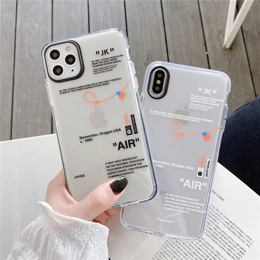 hot sports tide brand sneakers phone case for iphone 13 12 11 pro x xr xs max 7 8 plus letter label clear silicone cover capa free global shipping
