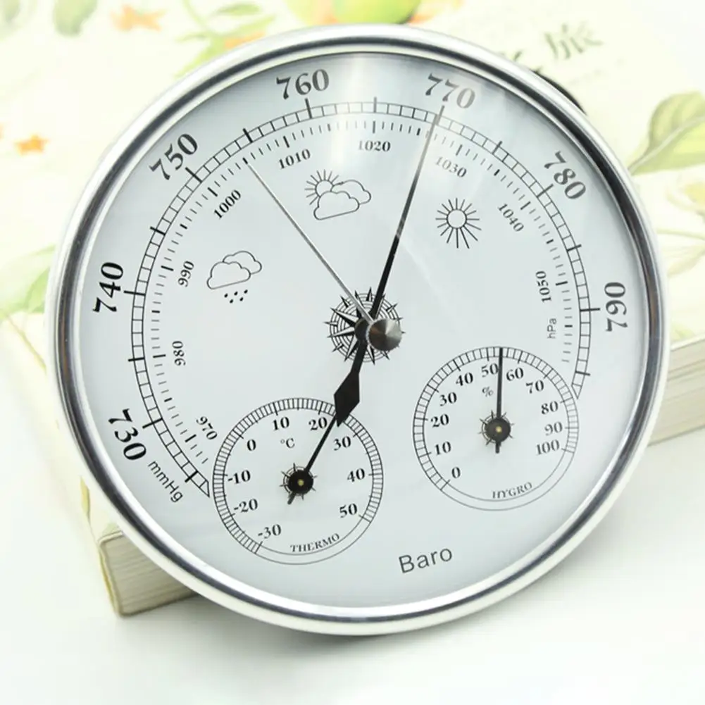 128mm Atmospheric Pressure Temperature Hygrometer Weather Station 3-in-1 Barometer Film Metal Box For Forecast | Инструменты
