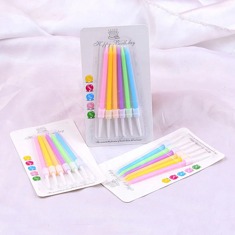 

New Candle Rainbow Color Cake Decoration Birthday Party Candles Straight Pole Candle Color Cute Creative Pencil Candle