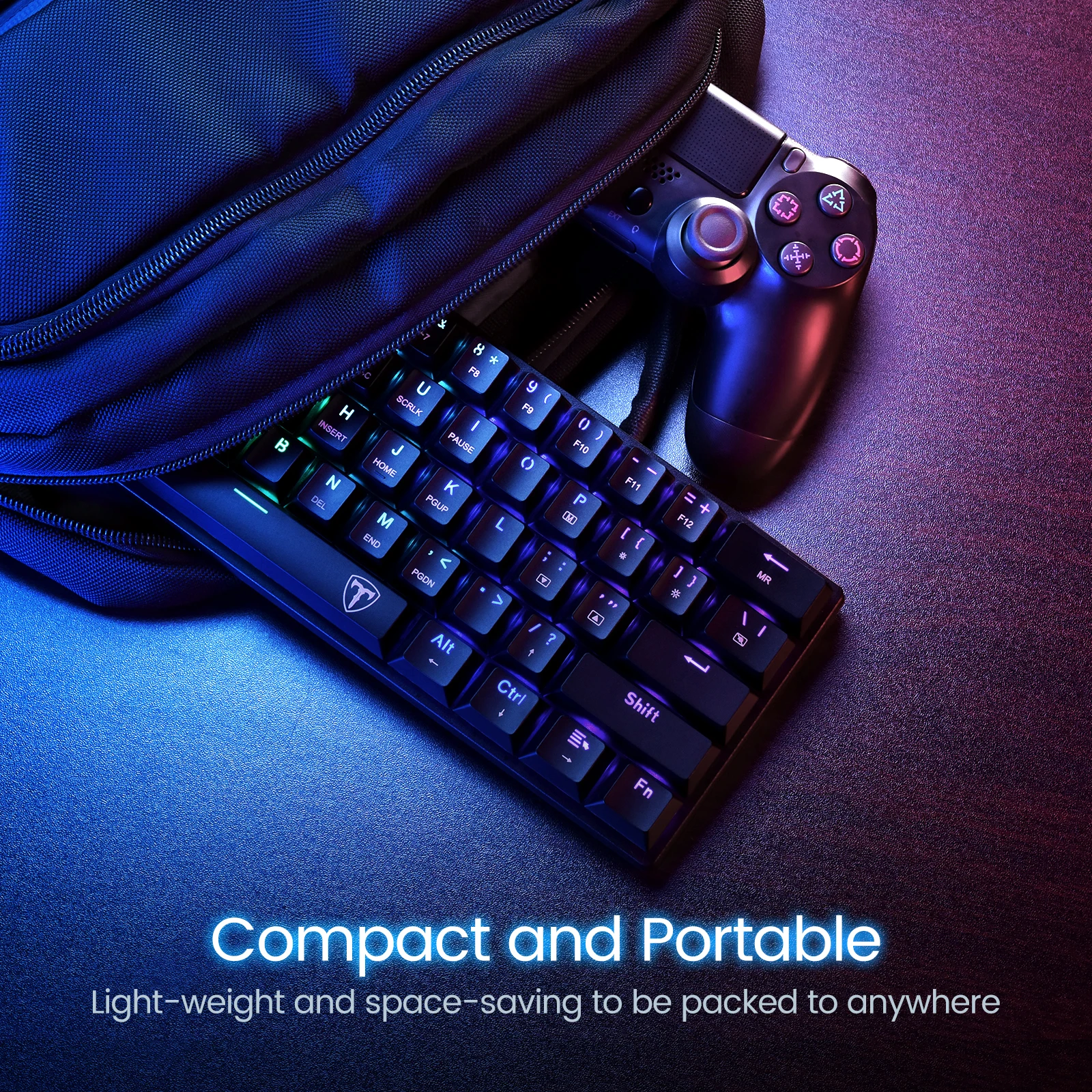 MPOW PC356 60% Проводная механическая игровая клавиатура RGB Rainbow с настраиваемой подсветкой и эргономичными клавишами для игр CS FPS.