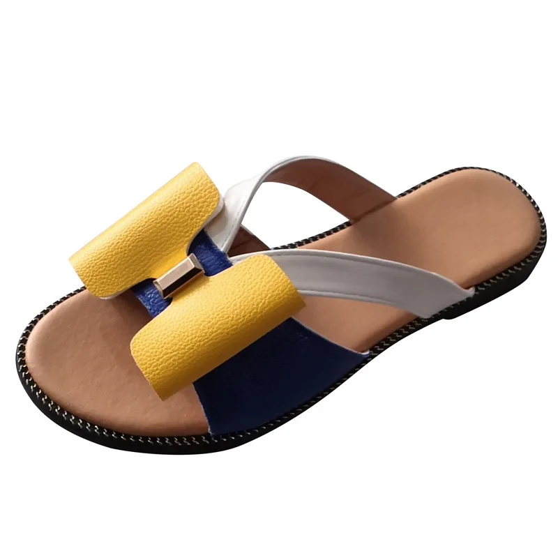 

2021 New Women Casual Slippers Summer Slippers Butterfly-Knot Slip-On Flat Slipper Women Outdoor Beach Slippers Non-Slip Sandals