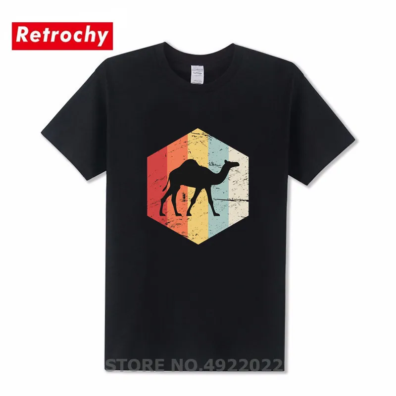 Мужская футболка в стиле ретро 70-х верблюд облегающая с принтом животных и