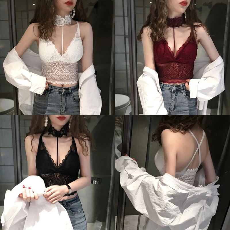 Женский кружевной жилет короткий на бретельках корейский стиль 2020 | Женская