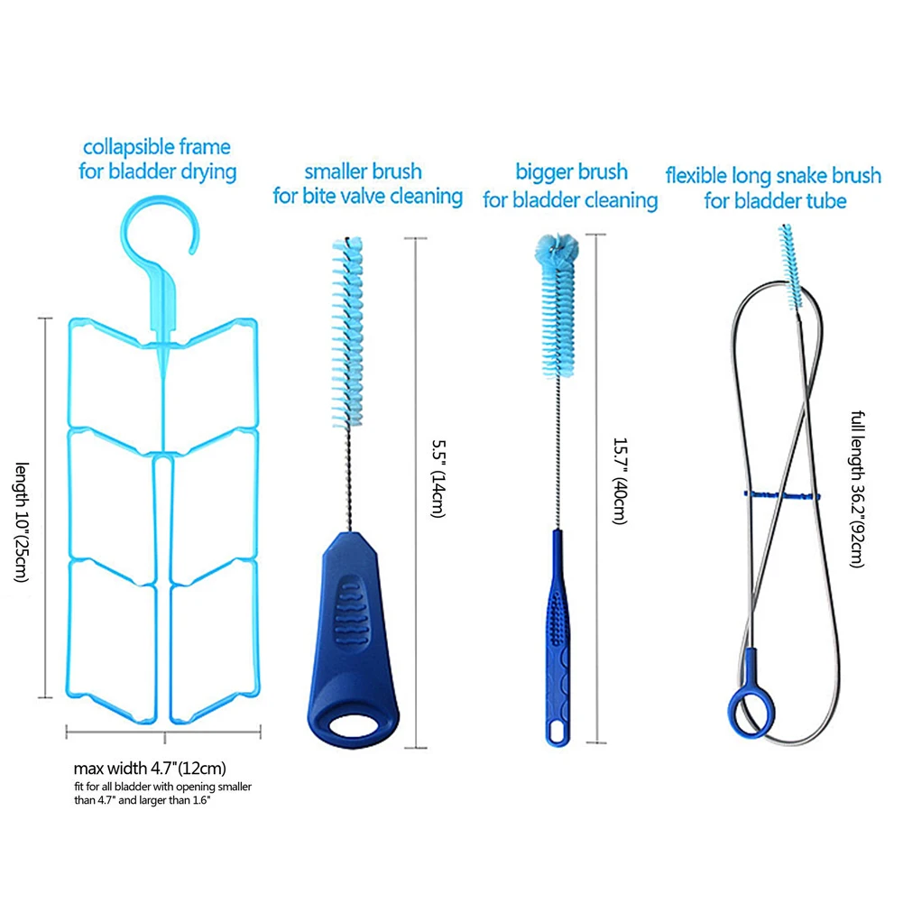 

4pcs/set Hydration Bladder Tube Brush Cleaning Kit Long Brush Water Bladder Bag Cleaning Tube Hose Sucker Brushes