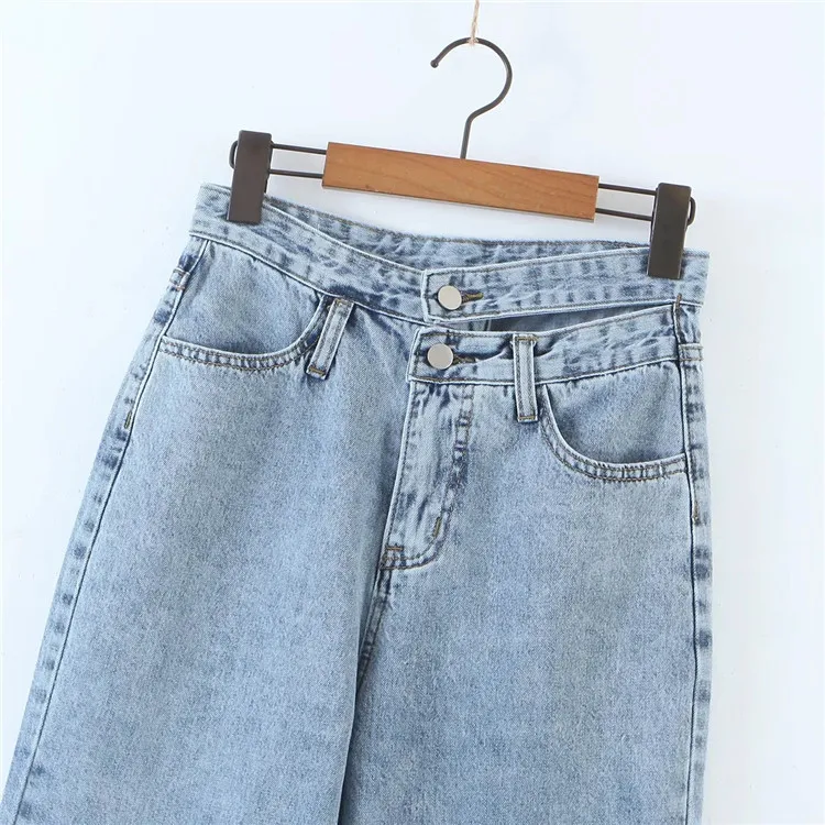 

Plus Size Denim Pants Women High Waist Washed Jeans Pocket Spring Summer Casual Trousers 2021 Baggy Work Jean Women Vintage