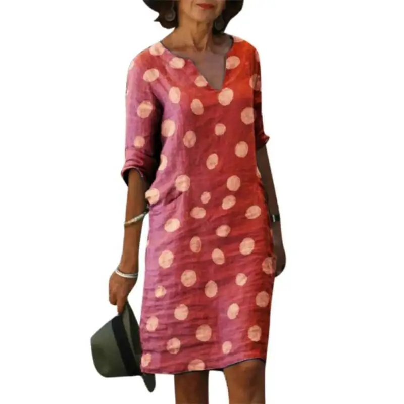 

Women's Polka Dot Wrap Dress Ladies Summer Holiday Party Prom Gown Casual