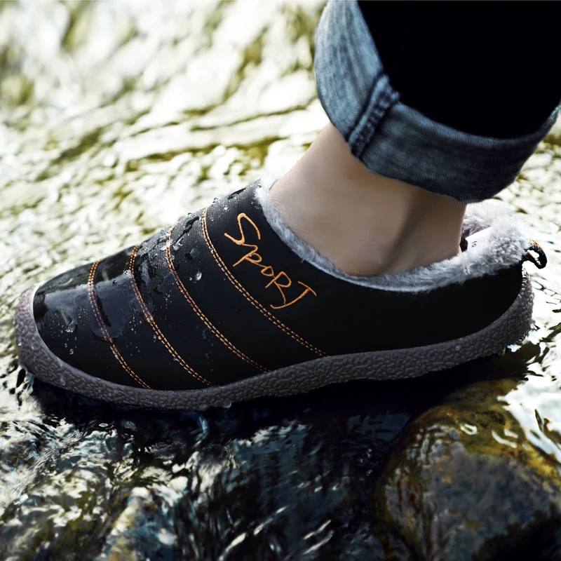 Зимние мужские теплые меховые домашние тапочки CYYTL Мужская водонепроницаемая