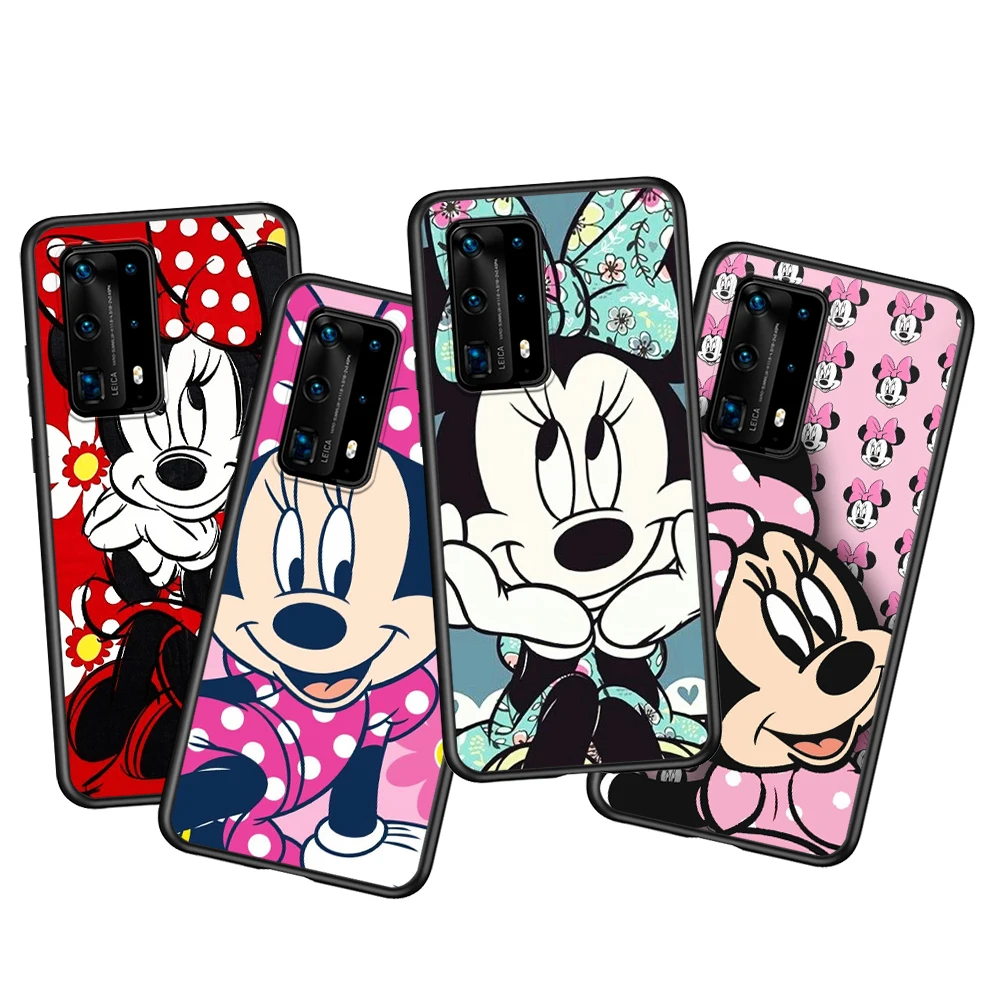 

Disney Minnie Mouse Cute Soft TPU For Huawei P50 P40 P30 P20 Pro Plus P10 P9 P8 Lite RU E Mini 2019 2017 Black Phone Case