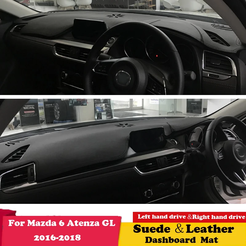 

Кожаный коврик для приборной панели Mazda 6 GL Atenza 2016-2018 Mazda6, защитный ковер от солнца, Стильный коврик, замшевый коврик для приборной панели