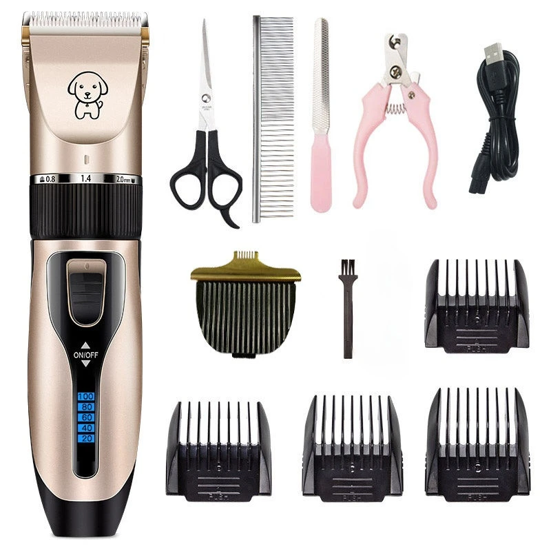 

Pet Dog Hair Trimmer Professional Cat Animal Grooming Clippers Low Noise Cat Cutter Machine Shaver 110-240V Rechargeable Clipper
