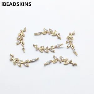 Новое поступление! Коннекторы в виде листьев фианита 31x11 мм, 50 шт., для сережек сделай сам, комплектующие и компоненты для ювелирных изделий