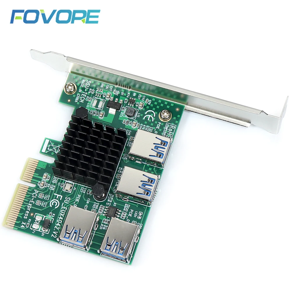10 Гбит/с PCIe 1 до 4 Райзер PCI Express множитель PCI-e x4 x16 порта USB 3 0 адаптер удлинитель для