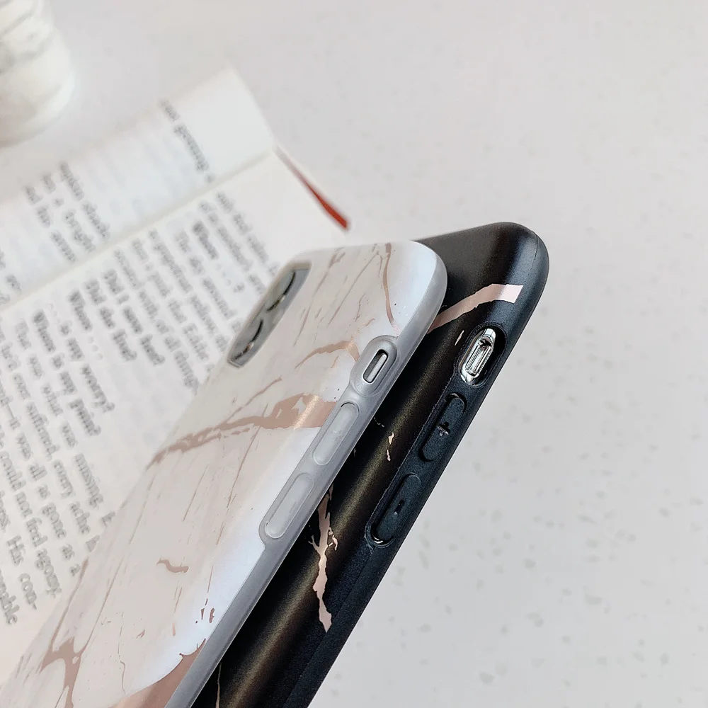 Роскошный чехол из розового золота и фольги для iPhone 8 7 6 6S Plus мраморный XS Max X XR
