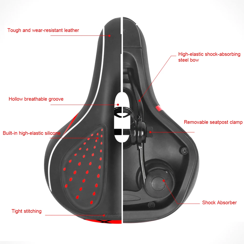 

Bicycle Saddle Seat with reflective equipment Shock Absorber Comfortable mountain bike Cushion for Cycling Bike Accessories