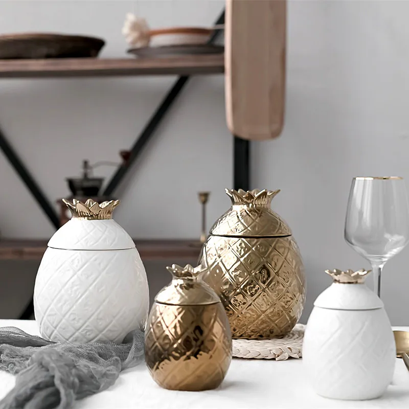 Креативная ананасовая керамическая банка для хранения чая зерна кофе