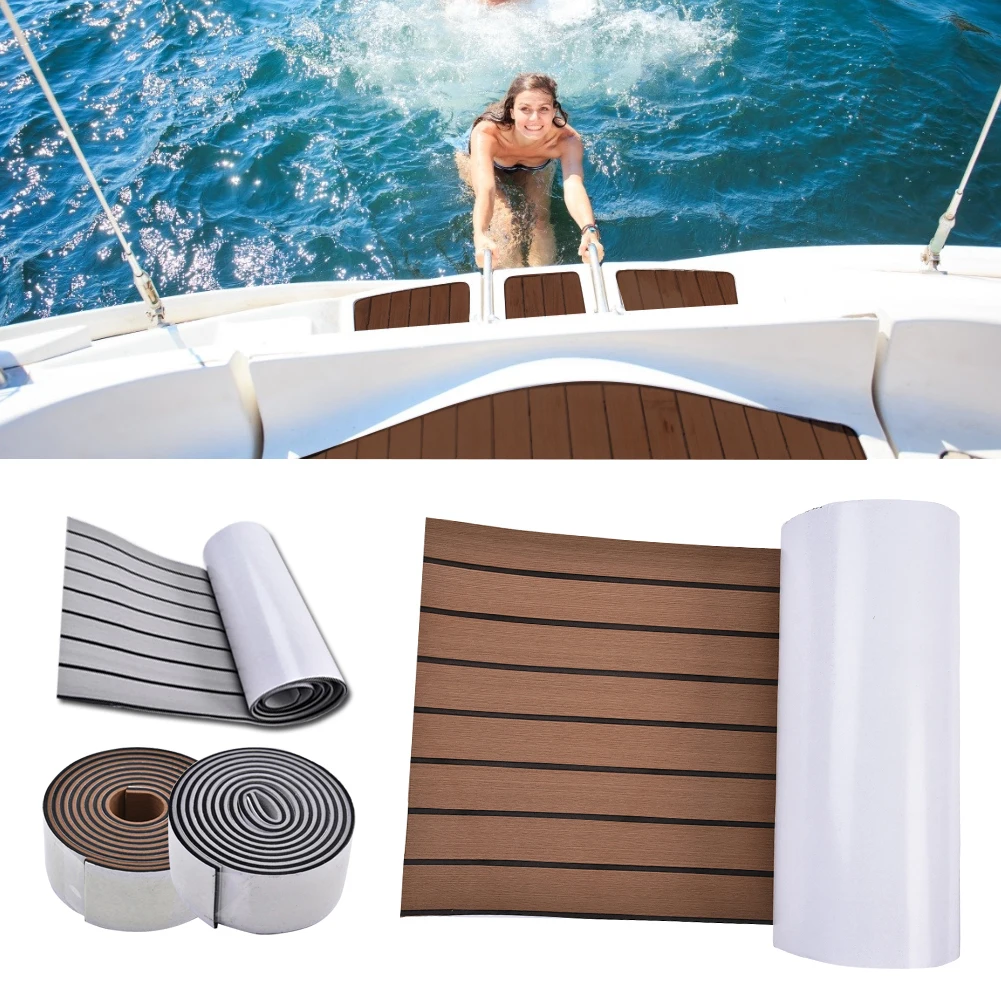 

EVA Boat Flooring Sheet Non-Slip Boat Yacht Foam Flooring Pad Faux Teak Decking Sheet Self-Adhesive Mat Sheet