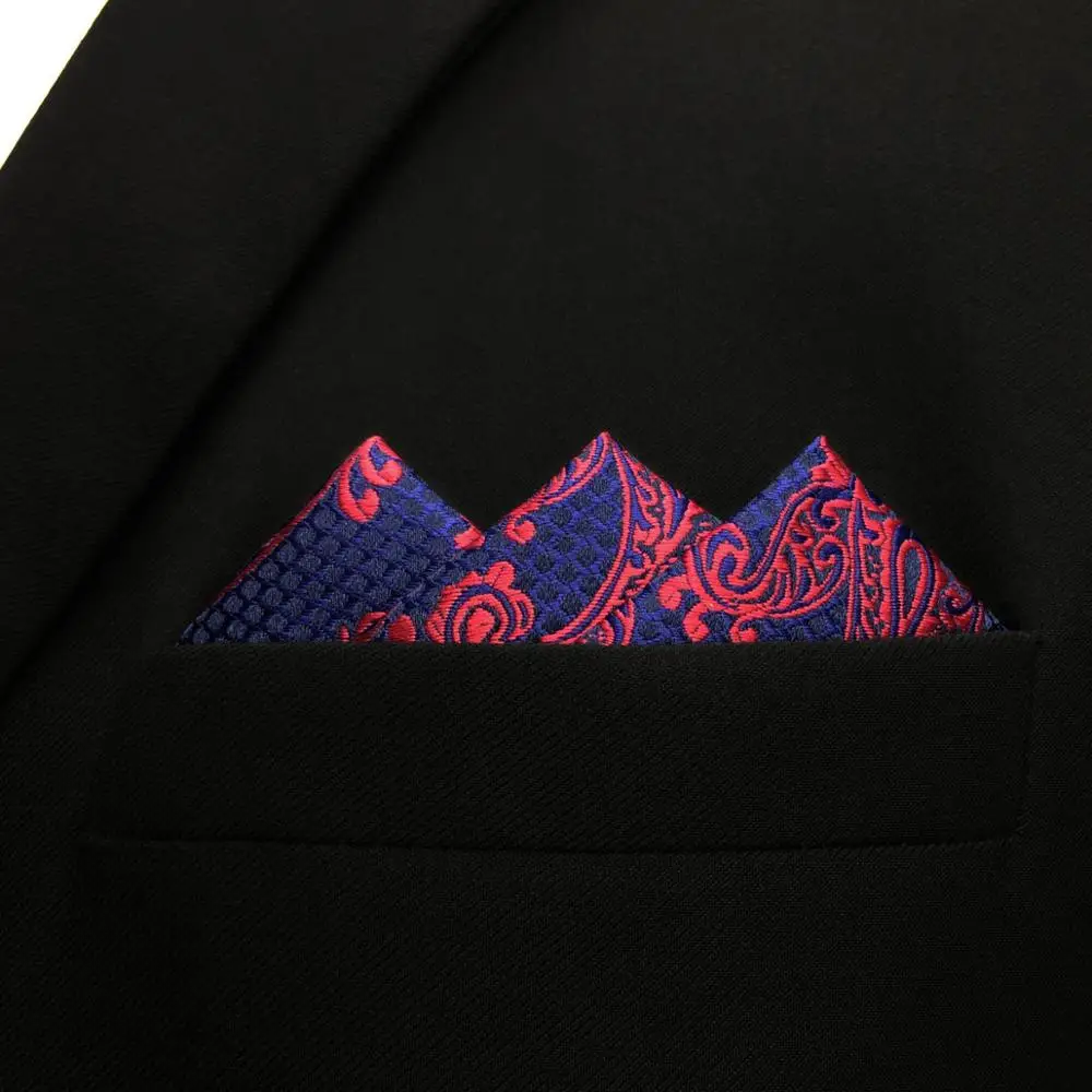 Paisley Blue Burgundy Red Pocket Square Mens Silk Hanky Handkerchief | Аксессуары для одежды