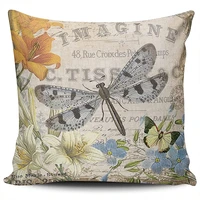 weiniya home decoration throw pillow case coloured vintage french dragonfly 18x18 inch square pillowcase cushion