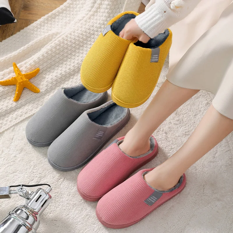 

Women Winter Home Slippers Unisex Cartoon Shoes Men Non-slip Soft Winter Warm House Slippers Indoor Bedroom Couples Floor Shoes
