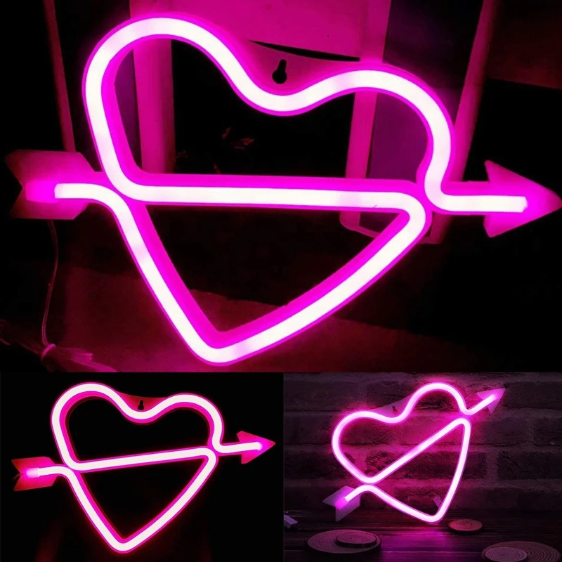 

Heart Neon Sign Light for Wall Decor Battery or USB Operated LED Lights for Christmas Living Room Kids Room