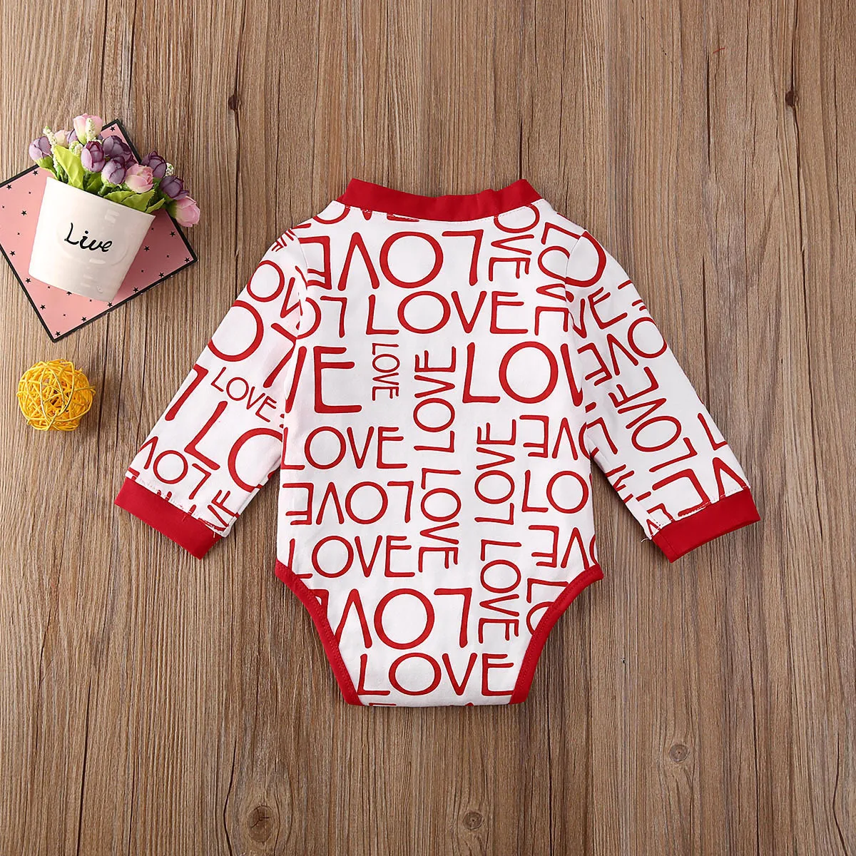 2020 Baby Clothing New Product Red LOVE Letter Print Long Sleeve Harisuit Valentine's Day Bodysuit Newborn Kids Boy Gentleman Cl |